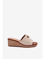 Dámské sandály na platformě s imitací pleteniny Sergio Leone KL325 Béžové