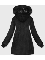 Černá dámská bunda typu beránek s kapucí (h-1030-01)