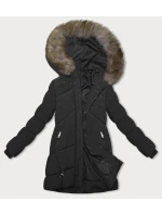 Černá zimní bunda s kapucí (LHD-23015)
