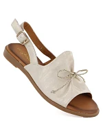 Dámské kožené sandály se zlatou mašlí Cambell 26-19387