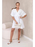Mušelínové šaty s pasem bílý