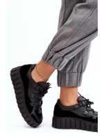 Dámské kožené sportovní boty na platformě M01/1 Zazoo Černé