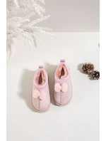 Dětské sněhule s výšivkou a mašličkou Daven – růžové