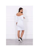 Dámské mini vroubkované šaty 8974 Bílá - K-Fashion Dámské mini vroubkované šaty 8974 Bílá - K-Fashion