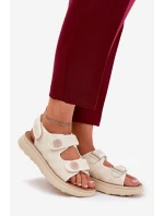 Dámské sandály s ozdobnými detaily na suchý zip béžové Zoliner