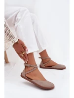 Dámské Semišové Baletky Barefoot S Pásky Zazoo 191 Šedé