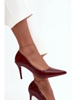 Lakované ekokůže dámské lodičky s špičatými nosy bordó Jadira