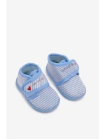 Dětské papuče na suchý zip s pruhy modré Lavelle