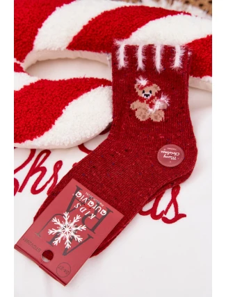 Dětské Vánoční Ponožky S Medvídkem Alpaka Vlna Červené Dětské Vánoční Ponožky S Medvídkem Alpaka Vlna Červené
