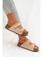 Dámské pantofle se zlatými sponkami a knoflíky Jasnobeżowe Tervina