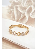 Dámský náramek zdobený kubickými zirkony, nerezová ocel, zlato