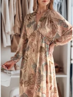Maxi květinové šaty LILOVIE béžové FashionStreet EY2573 Maxi květinové šaty LILOVIE béžové FashionStreet EY2573