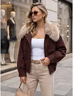 Dámská zimní semišová bunda s kožešinou, vínová, FashionStreet TY5696 Dámská zimní semišová bunda s kožešinou, vínová, FashionStreet TY5696
