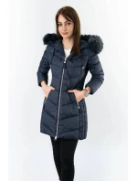 Tmavě modrá dlouhá dámská prošívaná zimní bunda (7689) Tmavě modrá dlouhá dámská prošívaná zimní bunda (7689)