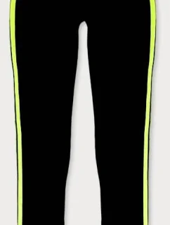 Černé bavlněné dámské legíny s lampasy (YW06040)