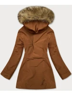 Dámská zimní bunda v karamelové barvě s odepínací kožešinovou podšívkou (m-21005) Dámská zimní bunda v karamelové barvě s odepínací kožešinovou podšívkou (m-21005)