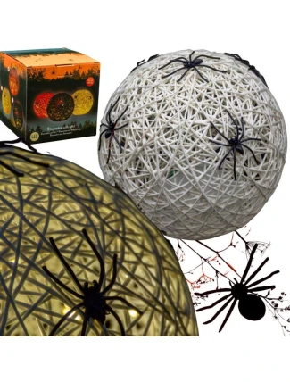 DEKORATIVNÍ KOULE VEDLA PAVOUK LAMPA 15CM HALLOWEEN BÍLÁ