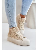 Zateplené Dámské Tenisky S Kožíškem Typu Beránek Big Star OO274A444 Béžové