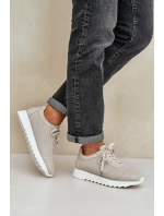 Kožené Sportovní Boty Na Platformě S Leskem D&A LR51-629 Béžové