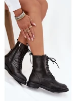 Kožené Zateplené Dámské Kotníkové Workery Big Star SS274480 Černé Kožené Zateplené Dámské Kotníkové Workery Big Star SS274480 Černé