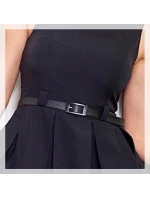 Dámské společenské šaty FOLD se sklady a páskem středně dlouhé černé - Černá - Numoco