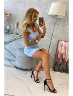 Modré nařasené šaty bez ramínek Modré nařasené šaty bez ramínek