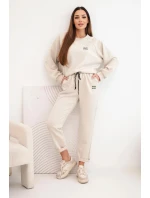 Dámský komplet z viskózy s mikinou a kalhotami béžový Dámský komplet z viskózy s mikinou a kalhotami béžový