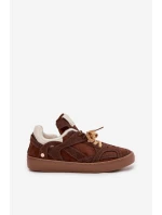 Dámské tenisky na platformě s teplým kožíškem hnědé Solvia