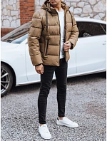 Pánská prošívaná zimní bunda s kapucí FashionStreet camel TX5067