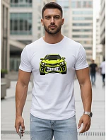 Pánské tričko s potiskem auta bílé FashionStreet NX5015R