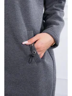Zateplená dlouhá mikina v grafitová melanž