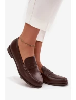 Mokasíny Loafersy Dámské Z Eko Kůže Čokoládové Bessina