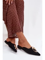 Dámské pantofle Mule s ozdobným zlatým detailem Černé Galvella