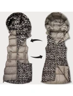 Béžová hrubší oboustranná vesta s panteřím vzorem a s odepínací kapucí (T5-2602#-62) Béžová hrubší oboustranná vesta s panteřím vzorem a s odepínací kapucí (T5-2602#-62)
