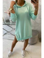 Šaty s kapucí a delšími zády mint Šaty s kapucí a delšími zády mint