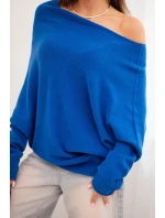 Dámský asymetrický batwing svetr z viskózy chaberový