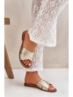 Kožené dámské pantofle Lewski Shoes 3682 zlaté