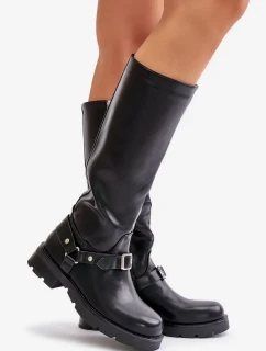 Zateplené Dámské Kozačky Na Zip Eko Kůže Černé Tialethe