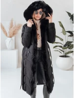 Dámská zimní dlouhá prošívaná bunda s kožešinou černá FashionStreet TY5085