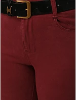 Dámské džíny s rozšiřujícími se nohavicemi, s páskem a vysokým pasem, vínové, FashionStreet UY3111 Dámské džíny s rozšiřujícími se nohavicemi, s páskem a vysokým pasem, vínové, FashionStreet UY3111