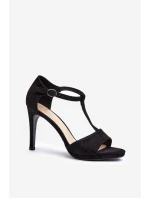 Dámské sandály na podpatku z eko semiše černé Obdaria Dámské sandály na podpatku z eko semiše černé Obdaria