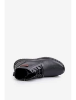 Pánské zateplené boty na zip šněrovací černé Hlimena