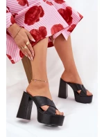 Dámské Pantofle Na Platformě A Podpatku Černé Lenobos