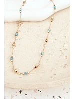 Dámský náhrdelník s tyrkysovými korálky Zlato