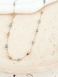 Dámský náhrdelník s tyrkysovými korálky Zlato