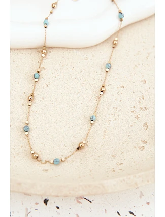 Dámský náhrdelník s tyrkysovými korálky Zlato