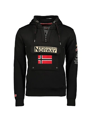 Pánská sportovní mikina Geographical Norway GYMCLASS BLACK DB MEN 100 s kapucí, černá (WU4185H-GN-BLACK) Pánská sportovní mikina Geographical Norway GYMCLASS BLACK DB MEN 100 s kapucí, černá (WU4185H-GN-BLACK)