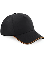 Beechfield B 25C 5 panelová kšiltovka "Authentic Piped Peak" 53.025C black/orange