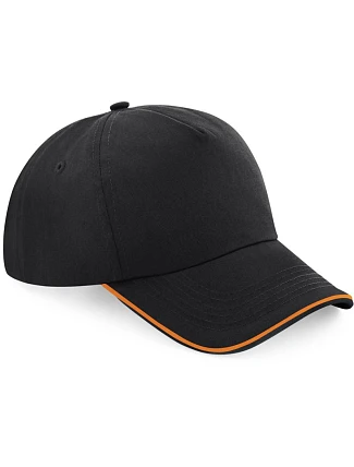 Beechfield B 25C 5 panelová kšiltovka "Authentic Piped Peak" 53.025C black/orange