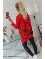 Mikina s potiskem kola červená Mikina s potiskem kola červená
